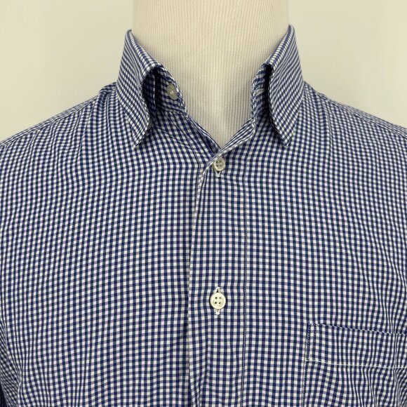 St. Croix Men's Blue & White Checkered Cotton Button-Down Shirt L Large - Picture 1 of 5
